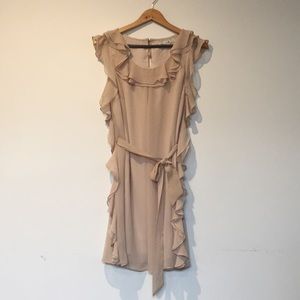 Bone colored cocktail dress.